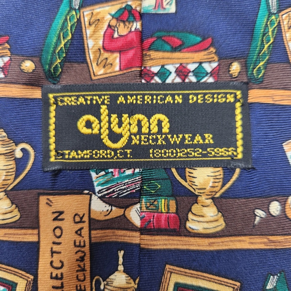 Men's 100% Silk Neck Tie Multi Color Golf Collection Sports Alynn Neckwear - Picture 6 of 8